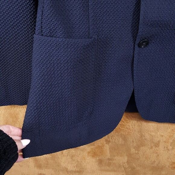 HUGO BOSS Sport Coat Mens Size 38 R Navy Slim Fit Seersucker Blazer HANRY $695 - Picture 4 of 13